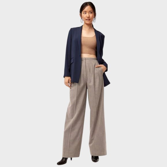 Babaton Pants - ARITZIA BABATON Rosemarie Pleated High Waisted Wide Leg Trousers Women's Size 10
